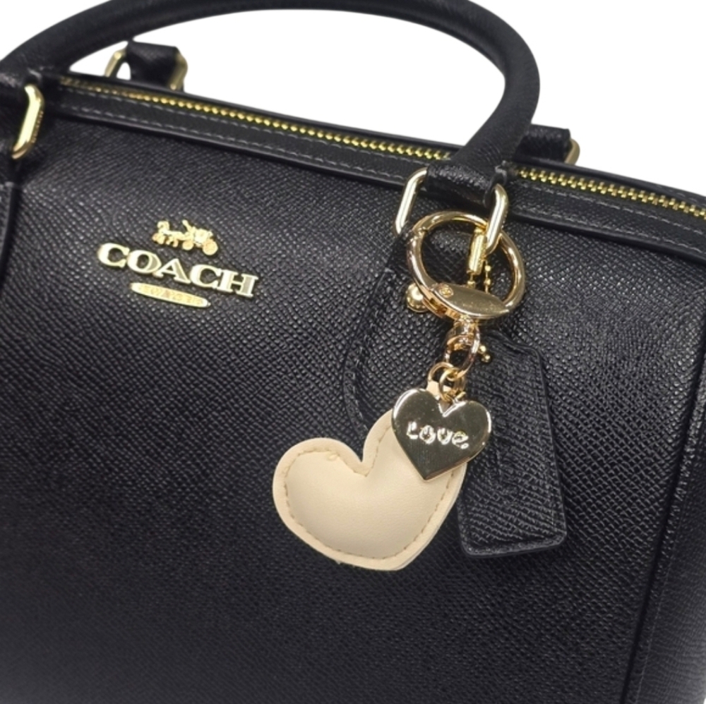 Faux Leather Heart‎ Coach Inspired Bag Charm Keychain